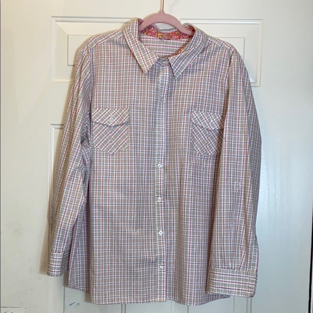 Laura Scott Classic Plaid Women’s Shirt Blouse Size Plus Approximately 3X No Tag